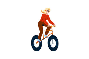 Young woman riding fat bike enjoying, a Sport Illustration by pikepicture