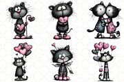Whimsical Valentines Cat Clipart, an Animal Illustration by Black Bird Studio (Thumbnail 3 of 6)