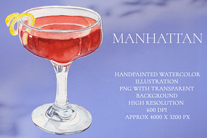 Manhattan Watercolor Cocktail