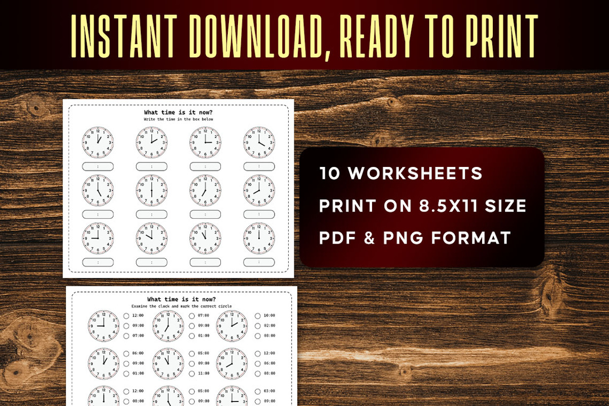 Telling Time Worksheets Printable, a Print Template by Graphicsnext (Photo 4 of 4)