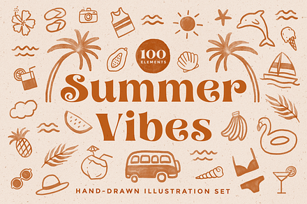 Tropical Summer Illustration Set, a Food Illustration by Rough Edges Supply Co.