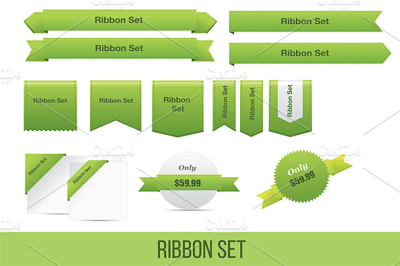 Set Of Green Ribbons