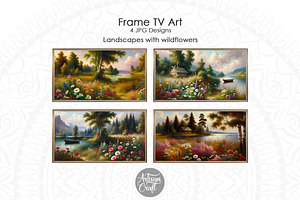 Wildflower Frame TV art, 4 paintings