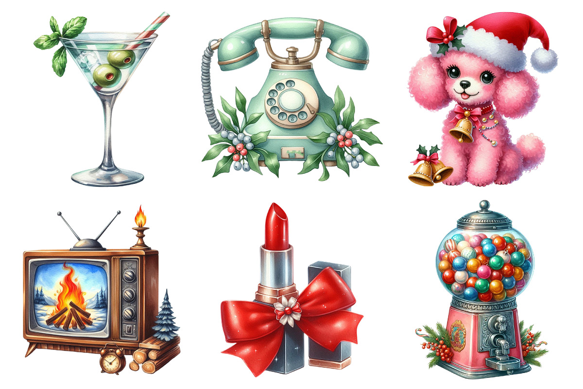 Retro 50's Christmas Clipart, an Illustration by Daily.Designs (Photo 3 of 5)