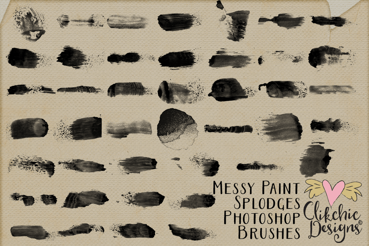 Messy Watercolor Splodge PS Brushes, a Brush Add-On by Clikchic Designs (Photo 2 of 4)