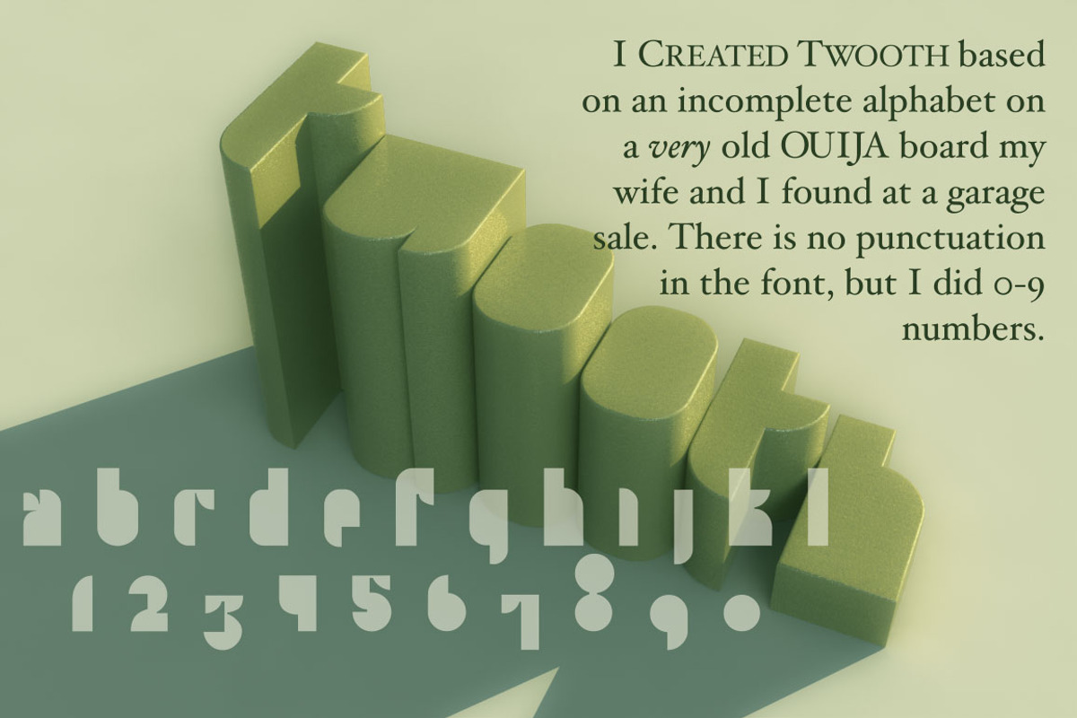 Twooth typeface in OTF anf TTF