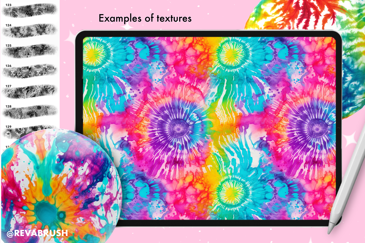 Procreate Tie Dye Textures brushes, a Brush Add-On by Revabrush (Photo 7 of 11)