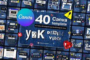 Y2K Denim Vibes Canva Templates, a Marketing Template by JaoGam