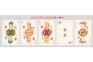Cute Playing Cards Set in Diamond, an Illustration by Ilia Design