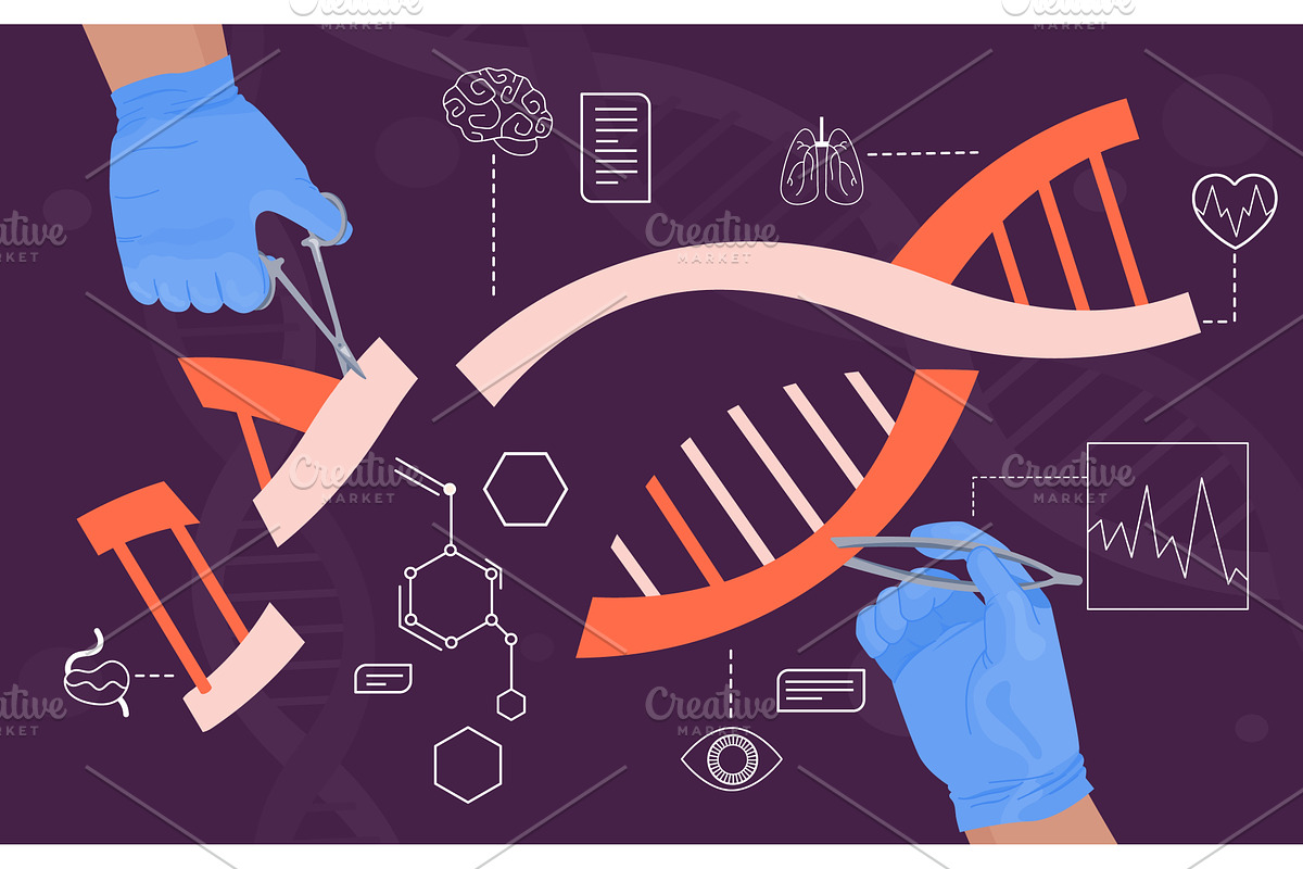 Dna modification. CRISPR CAS9, an Illustration by Stock-Smart-Start