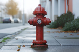 Red fire hydrant on city street, an Industrial Photo by AlyaAnd