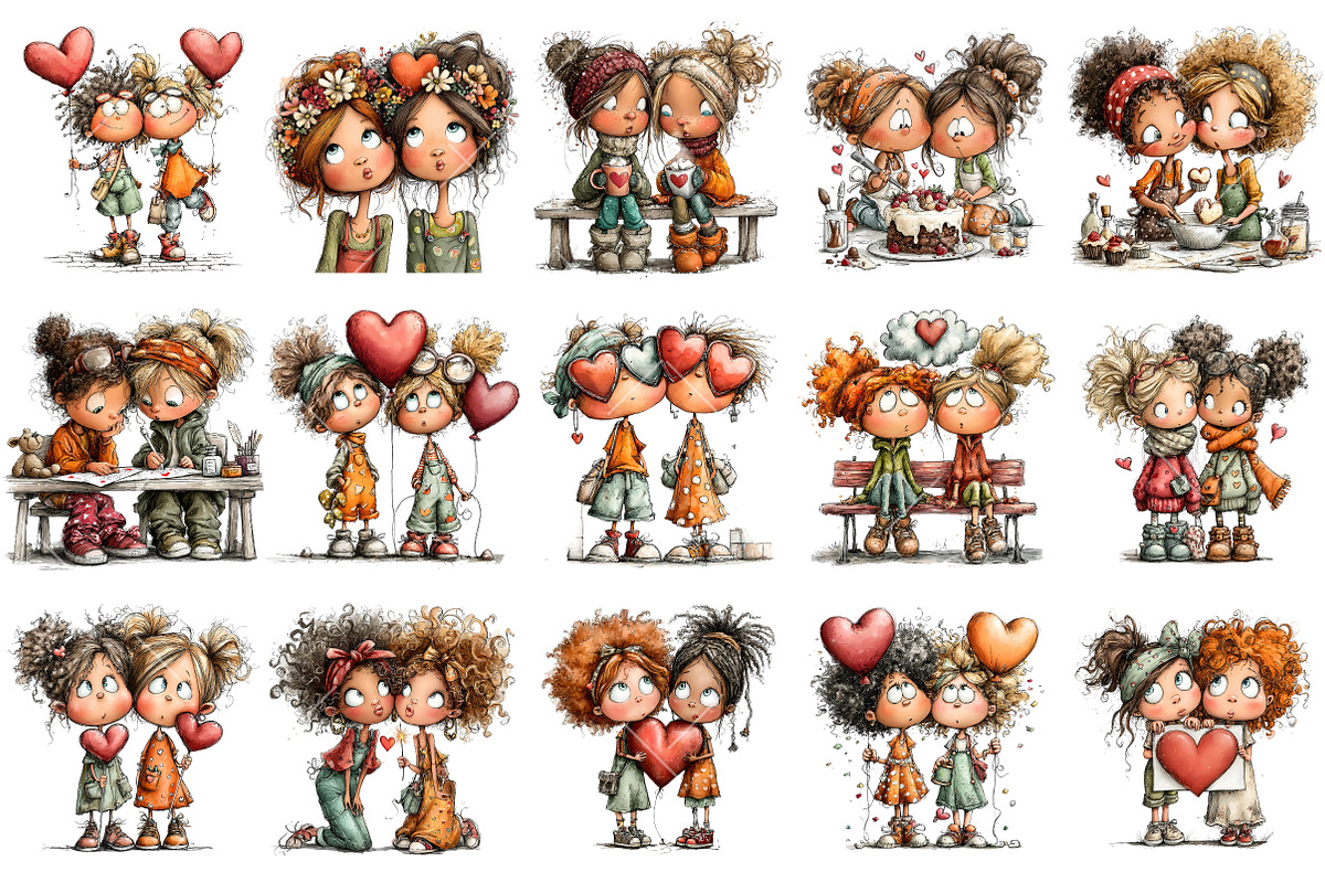 Whimsical Valentine Best Friend Clip, an Illustration by OK Design (Photo 3 of 6)
