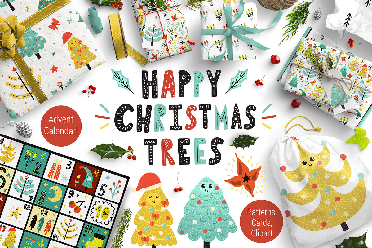 Happy Christmas Trees Collection, a Decorative Illustration by Gulnara Sabirova (Photo 1 of 13)