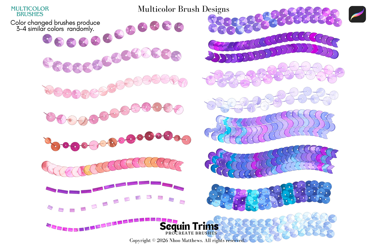 Procreate Sequin Trims Brushes, a Brush Add-On by Fashion Workshop Bkk (Photo 8 of 11)