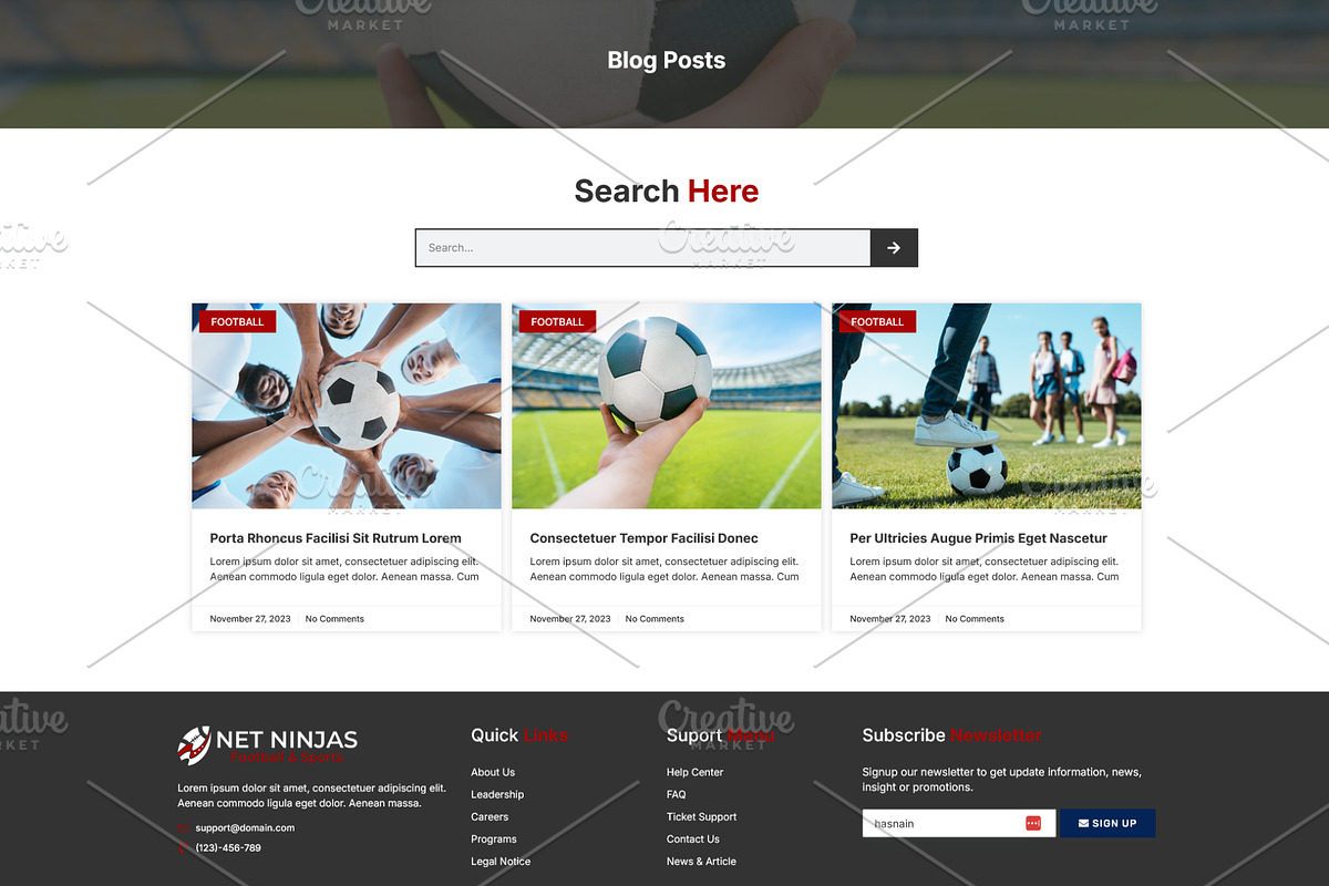 Football Sports Equipment Elementor, a WordPress Template by HasnainDEV (Photo 4 of 5)