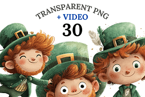 30 Leprechaun Clipart, a Decorative Illustration by Pati Charm Studio