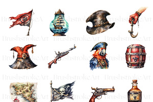 Watercolor Pirates Clipart, Ship PNG