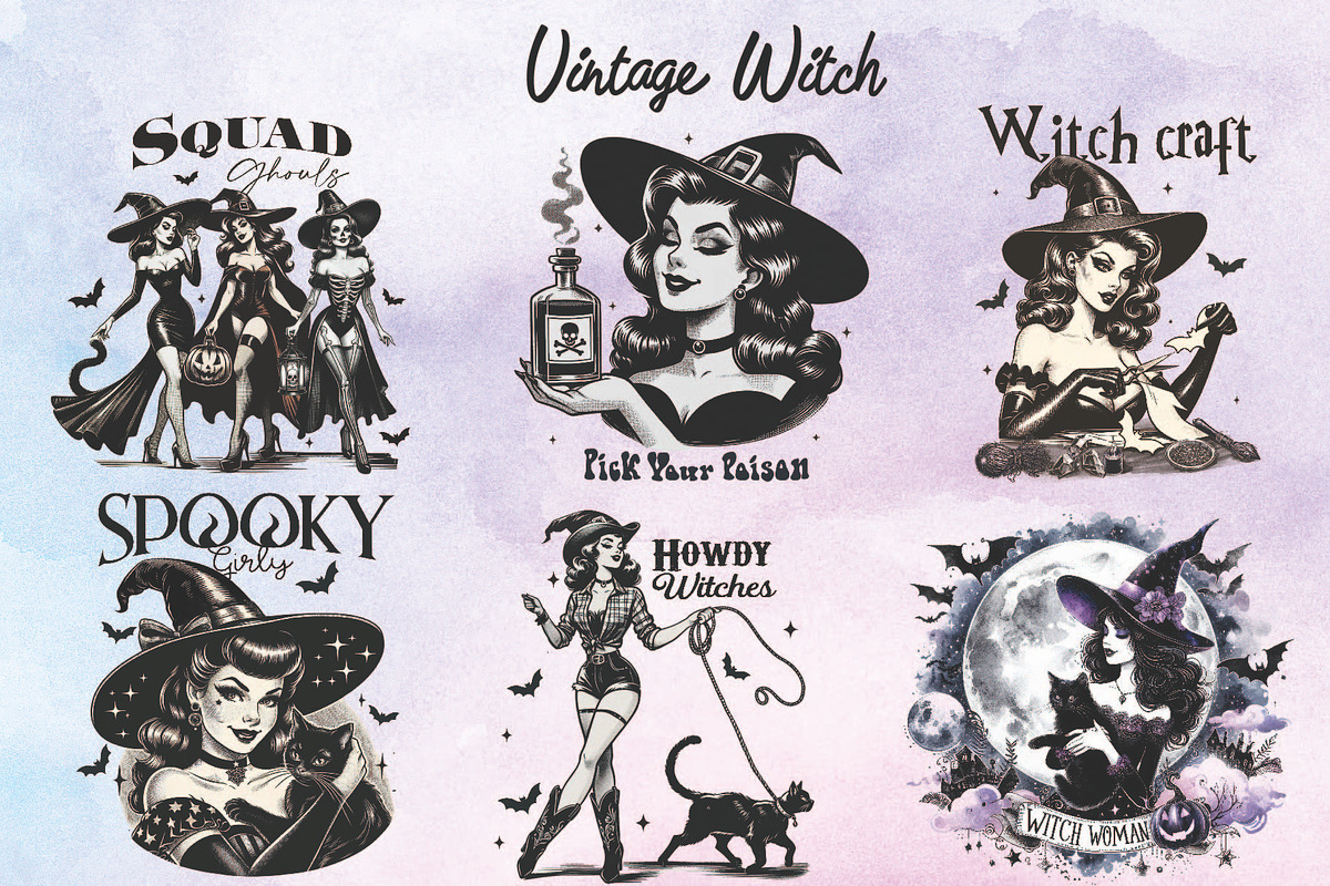 30 file Vintage Halloween Witch, an Object Graphic by Little Mango (Photo 2 of 4)