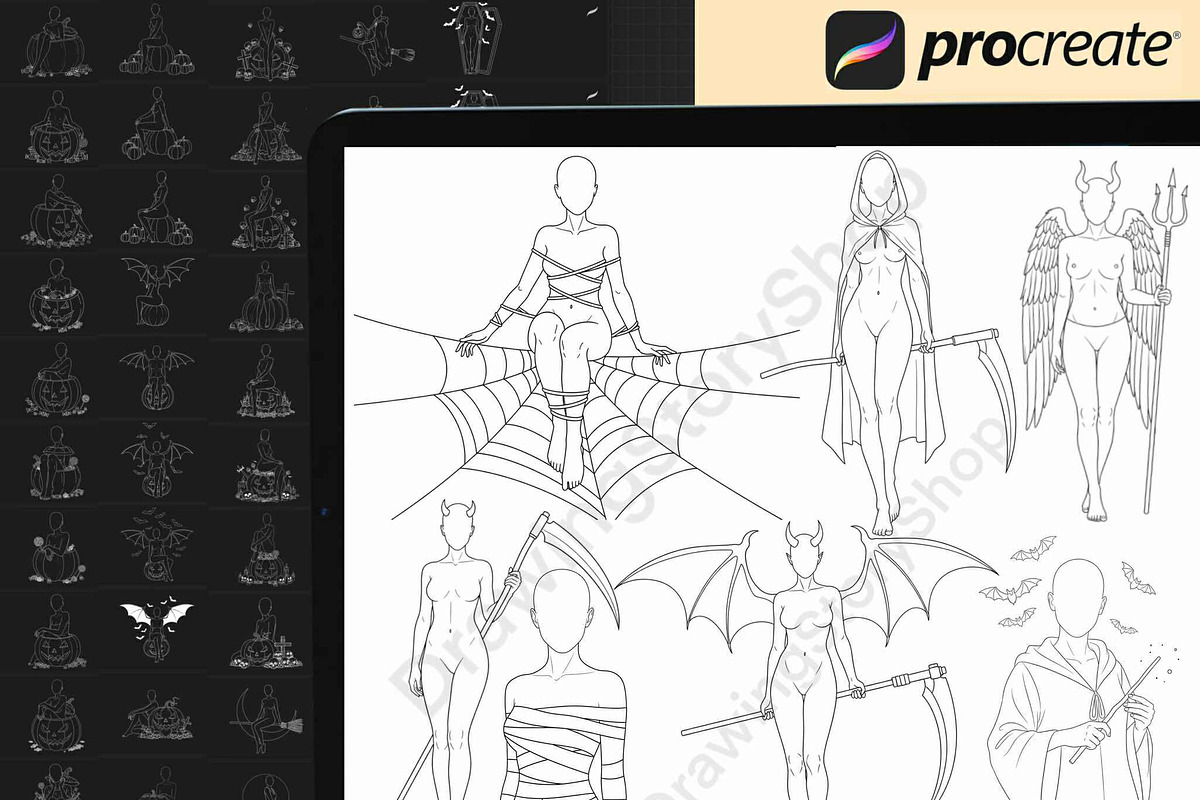 120 Procreate Halloween Anime Stamps, a Brush Add-On by DrawingStoryShop (Photo 6 of 6)