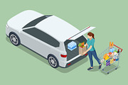 Isometric Grocery Customer Loading, a Transportation Illustration by Golden Sikorka (Thumbnail 3 of 3)