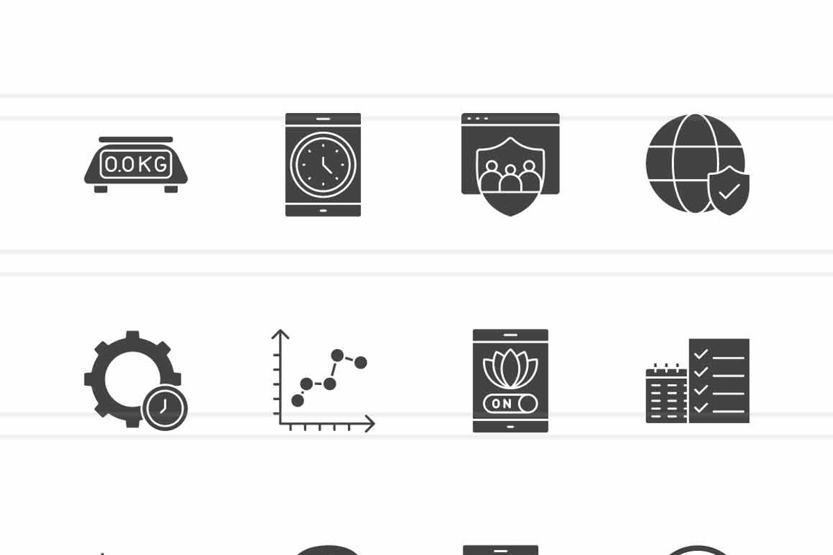 25 Digital Well-being Glyph Icons, an Icon by IconBunny (Photo 2 of 2)