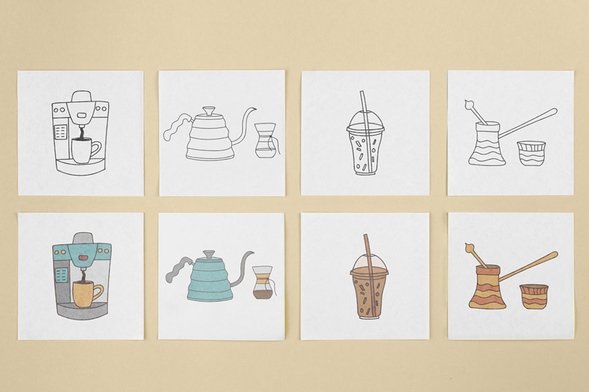 Coffee doodle illustrations set, an Icon by Gulnarart (Photo 3 of 5)