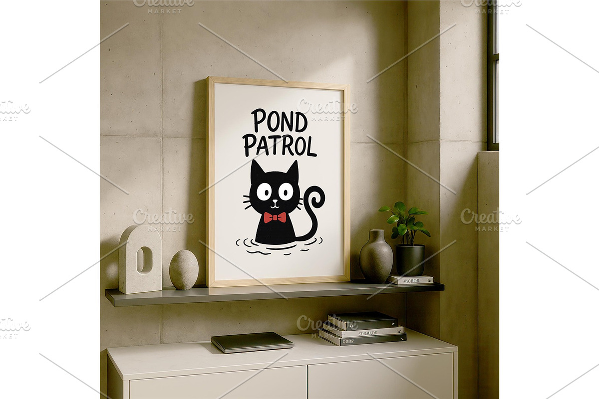 Pond Patrol Cat Funny Black Cat, a Background Graphic by LaseredNinja (Photo 6 of 7)