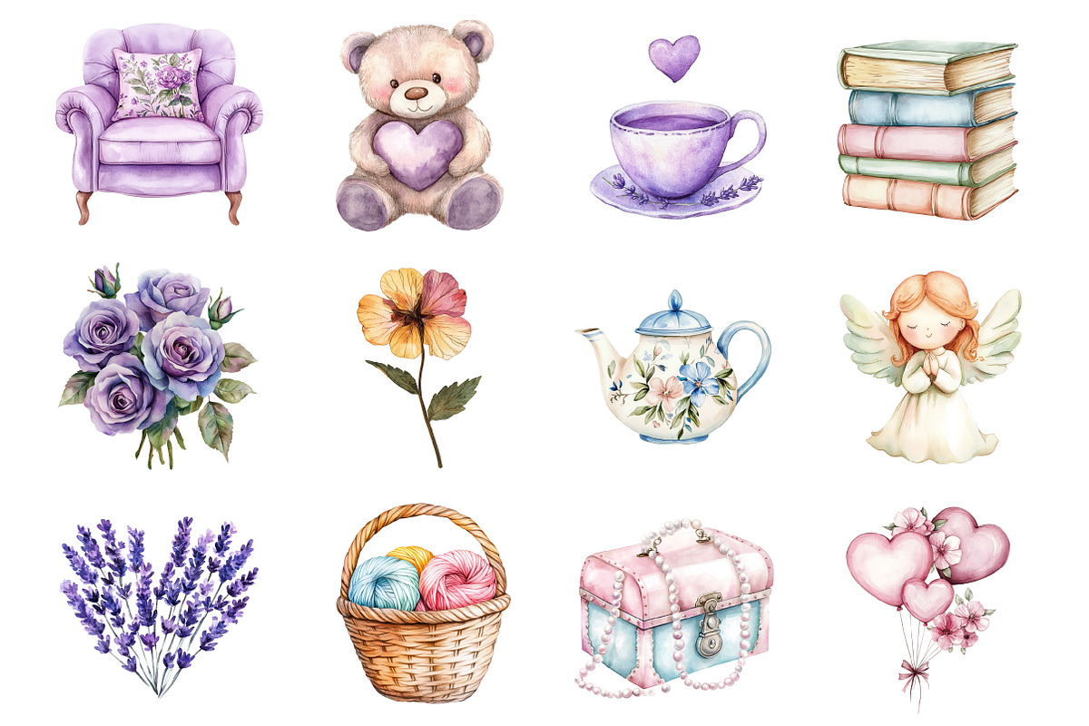 Lavender Mothers Day Clipart, an Illustration by Design Market (Photo 3 of 4)
