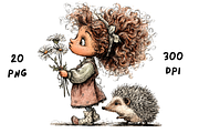 Whimsical Floral Girl & Hedgehog, an Animal Illustration by GiraffeCreative (Thumbnail 3 of 20)