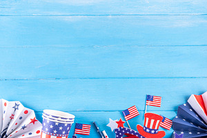 Light blue wooden USA Patriotic, Independence Day background, a Holiday Photo by Rimma