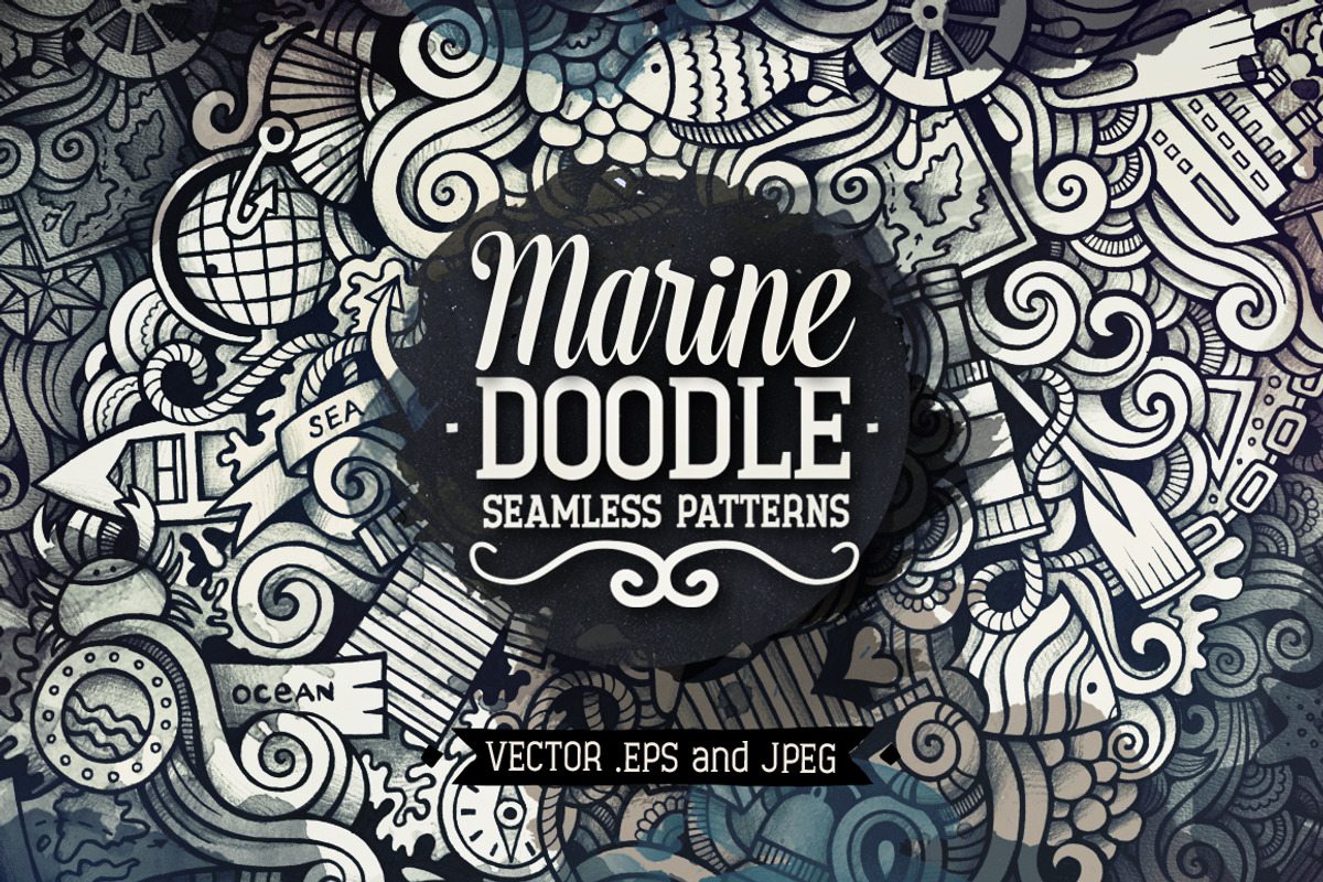 Marine Graphics Doodles Patterns, an Object Illustration by BALABOLKA (Photo 1 of 6)