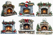 Christmas Fireplace Clipart, an Illustration by Canvas Craft (Thumbnail 4 of 8)