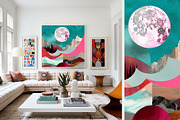 4 Pink Landscape Moon Wall Art, a Decorative Illustration by ARTOZEN DIGITAL (Thumbnail 2 of 8)