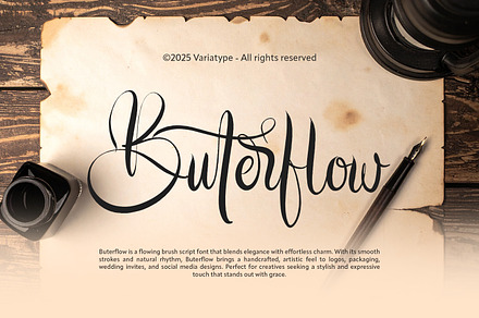 Buterflow - Historical Script Font, a Handwritten Font by Variatype
