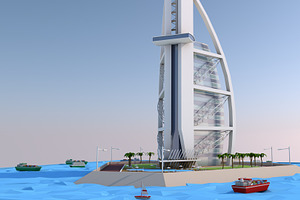 Low Poly Burj Al Arab Hotel Tower