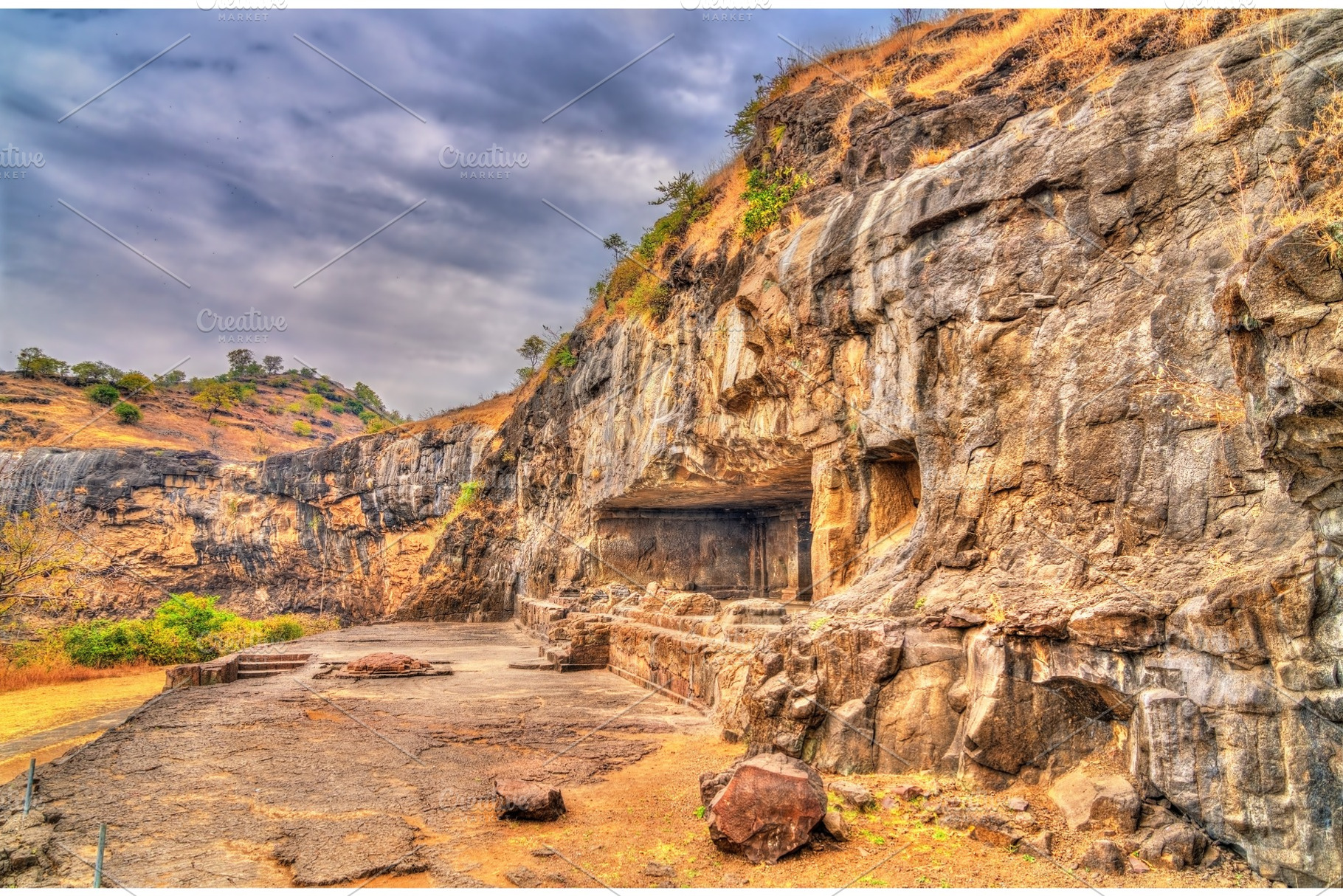 Kumbharvada cave 25 at the ellora complex unesco world heritage site in, an Architecture Photo by Leonid Andronov