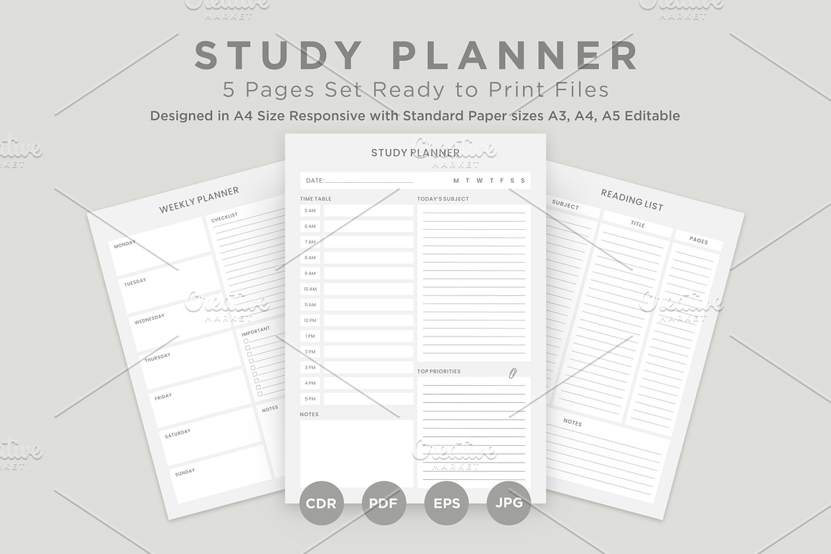 Study Planning Pages Set V-06, a Stationery Template by shahsoft (Photo 1 of 3)