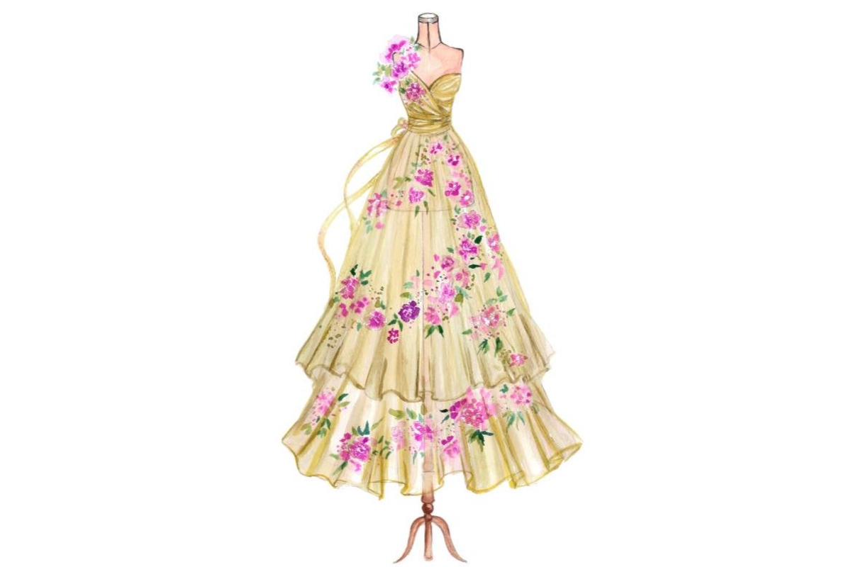 Flower yellow gown dress on form, a Decorative Illustration by tranyenhanu (Photo 3 of 3)