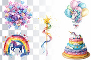 17 Unicorn B-Day Party Watercolors, an Animal Illustration by Loony Dream Designs (Thumbnail 4 of 5)