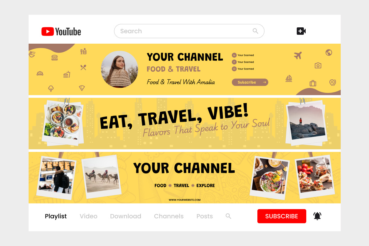 YouTube Banner for Food & Travel, a Social Media Template by twinstd (Photo 3 of 3)