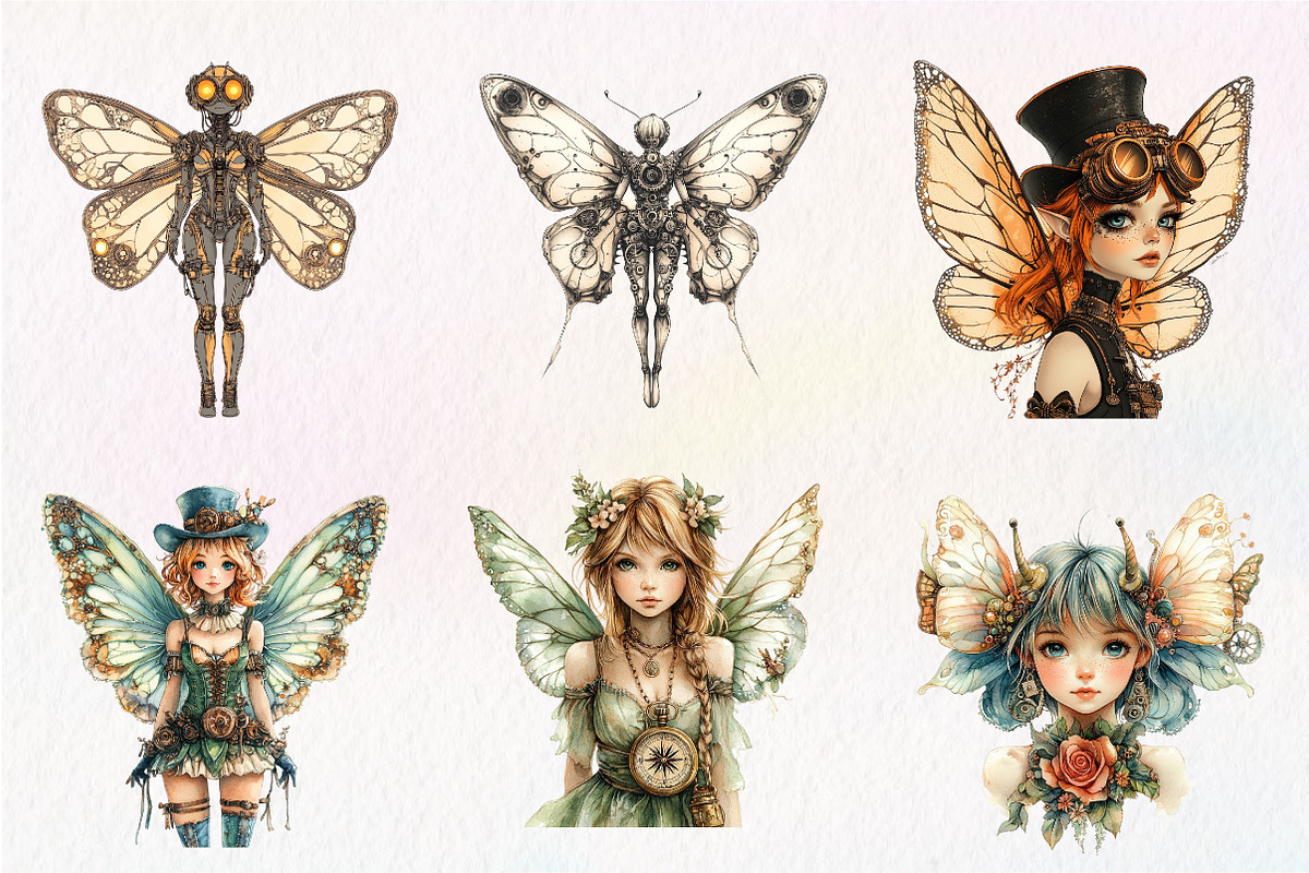 Steampunk Fairy Clipart PNG, an Illustration by CreationArt (Photo 4 of 5)