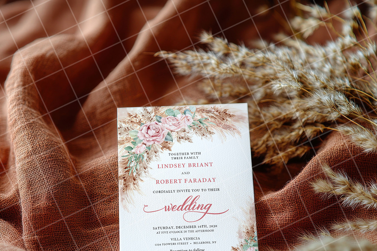Boho 5x7 Invitation card mockup PSD, an Advertising Mockup by Blush Roses Print (Photo 4 of 8)