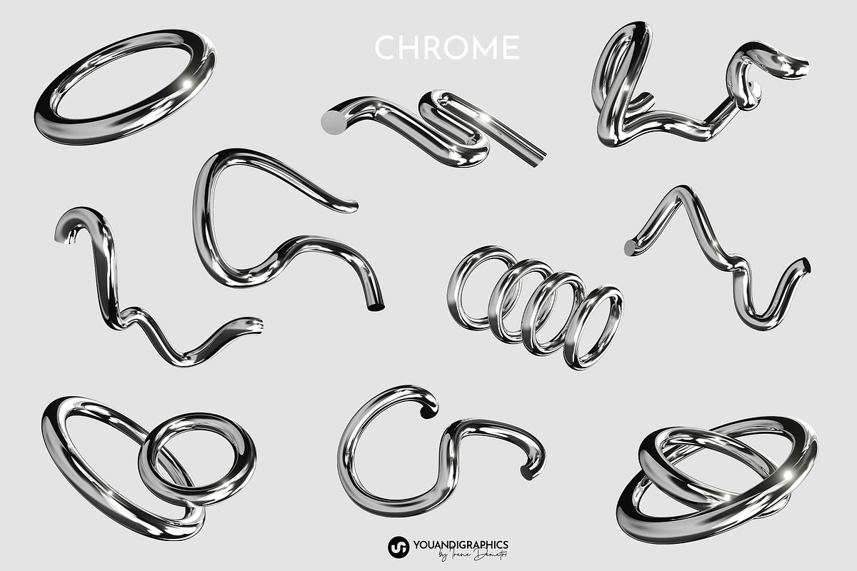Chrome Y2K Abstract 3D Objects, an Object Graphic by Youandigraphics (Photo 11 of 15)
