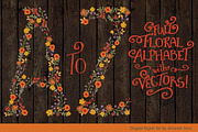 Autum Floral Alphabet Vectors & PNGs, an Illustration by Amanda Ilkov (Thumbnail 2 of 5)