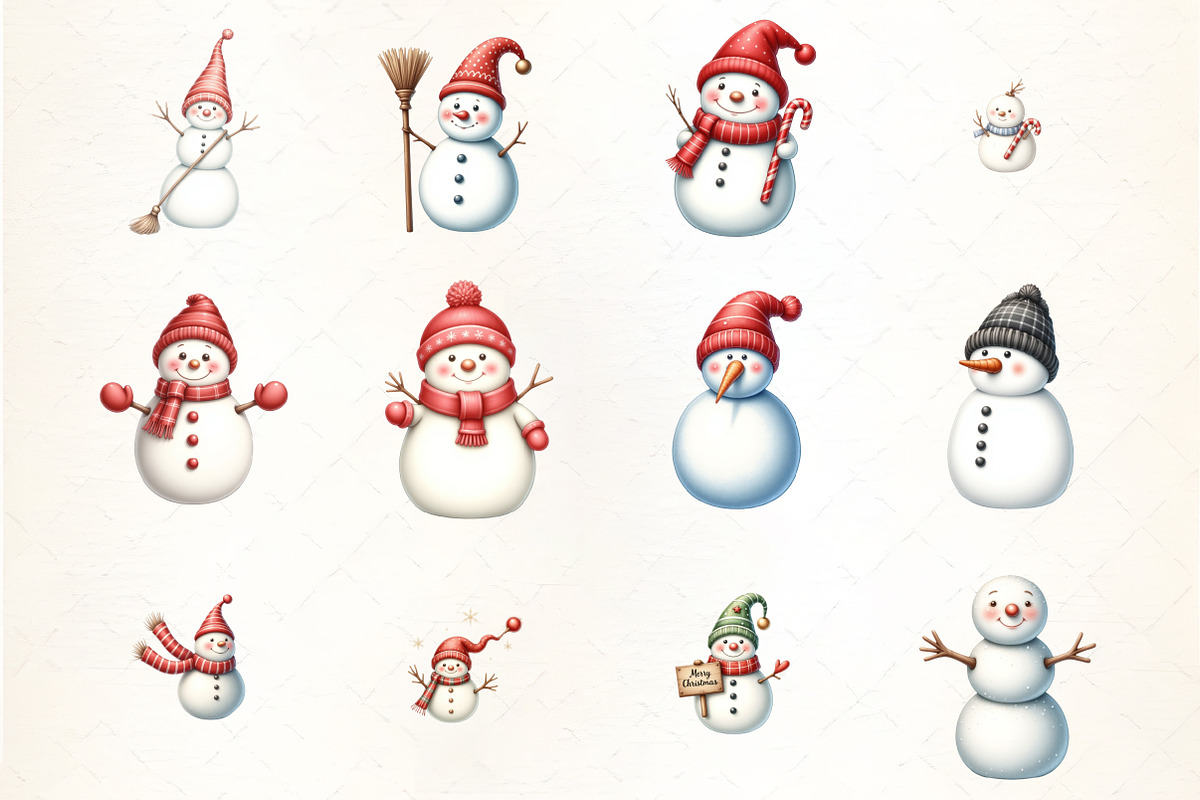 Frosty Snowman Holiday Clipart Bundl, an Illustration by CrexoraLab (Photo 3 of 5)