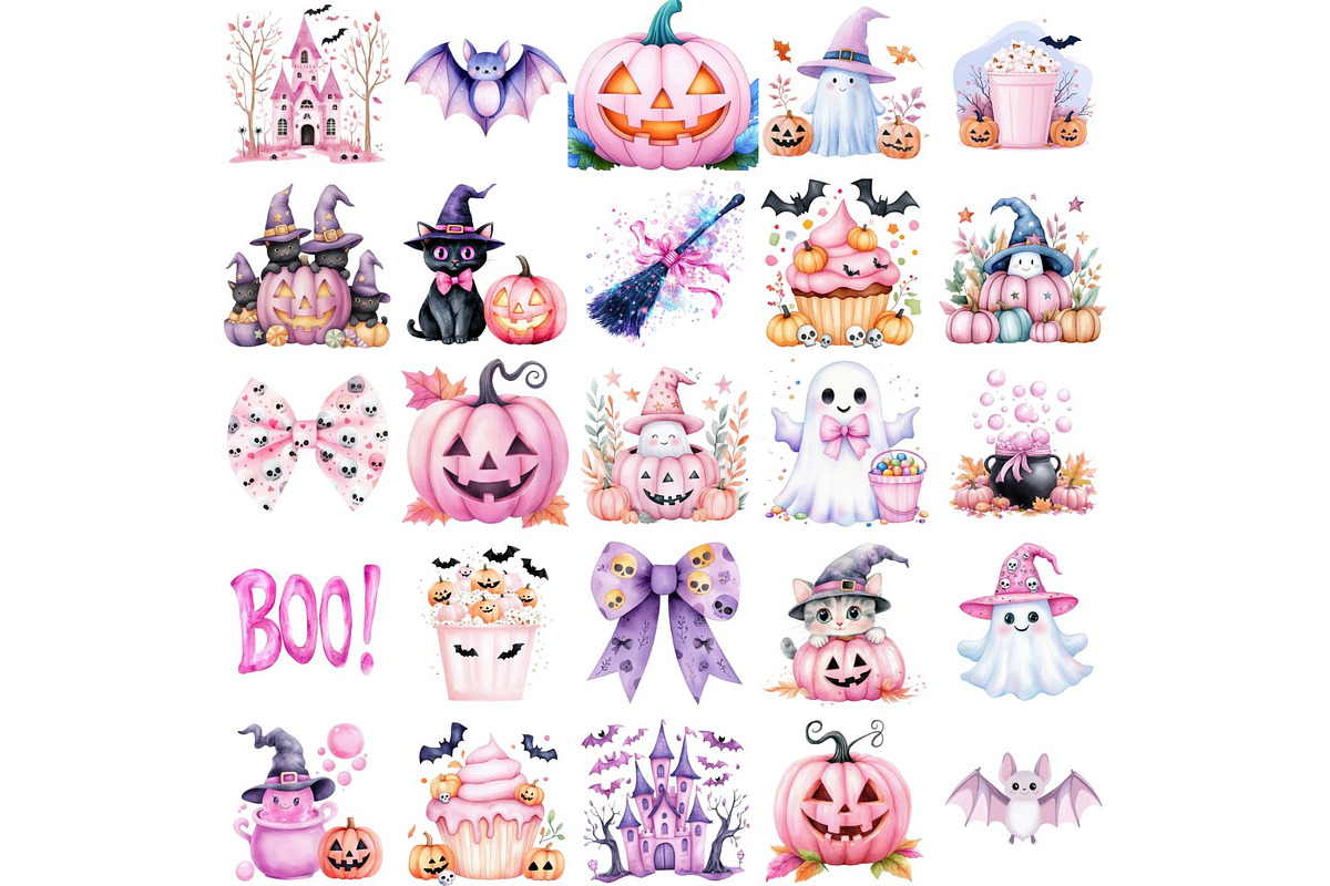 Pink Halloween Clipart Bundle, an Illustration by Mashimara (Photo 2 of 4)