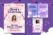 Unicorn Birthday Invitations, a Templates & Theme by TemplateCastleStore (Thumbnail 2 of 9)