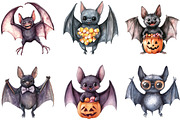 Funny Halloween Bats Clipart, an Illustration by CraftArtStudio (Thumbnail 2 of 6)