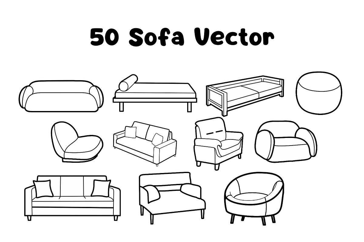 50 Sofa Vector Illustrations, an Object Illustration by ikarifq shop (Photo 2 of 2)
