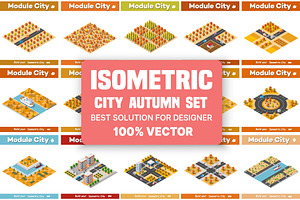 Isometric set of blocks module of, an Object Illustration by AlexZeL